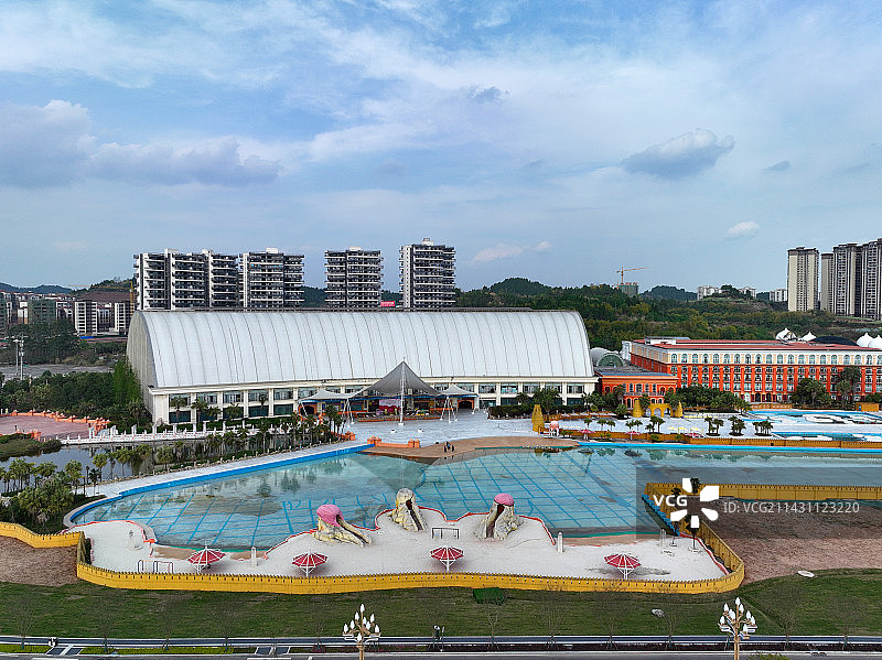 四川省遂宁市大英县中国死海旅游度假区航拍图片素材