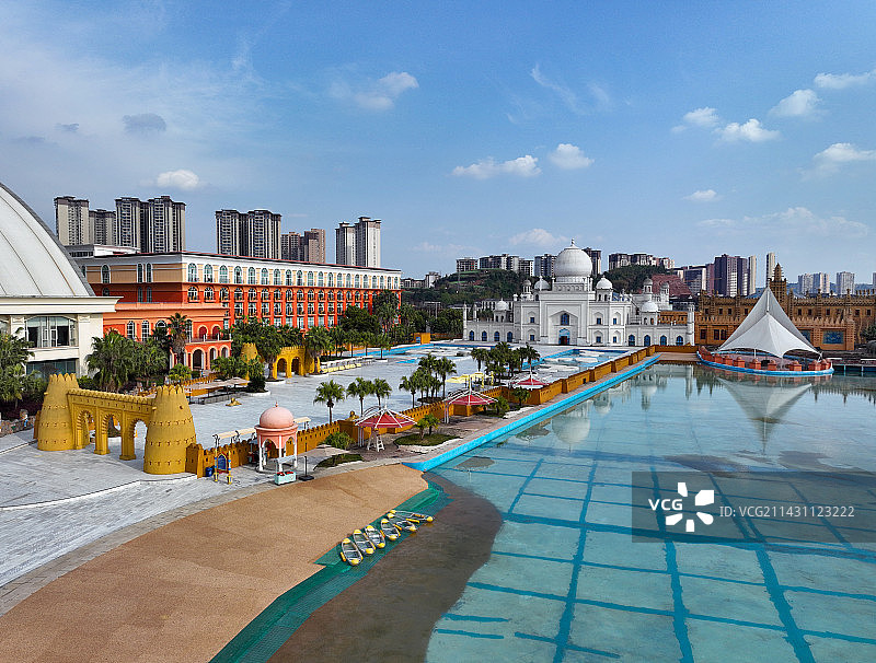 四川省遂宁市大英县中国死海旅游度假区航拍图片素材