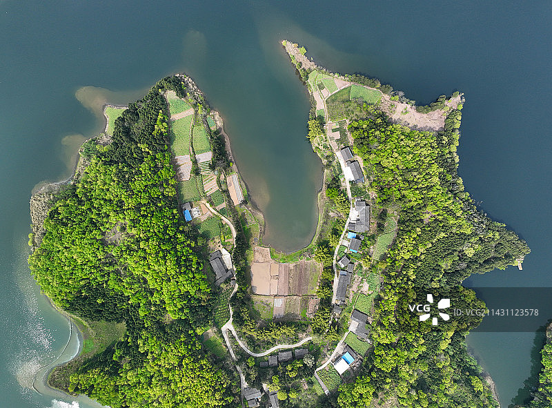 四川省南充市西充县青龙湖国家湿地公园水利风景区航拍图片素材