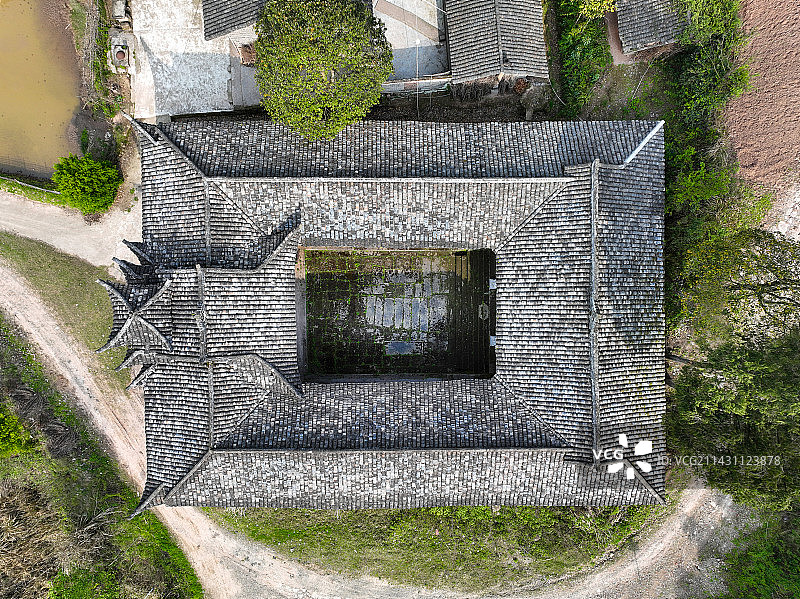 四川省南充市西充县仁和镇米丹村蒲氏家祠航拍图片素材