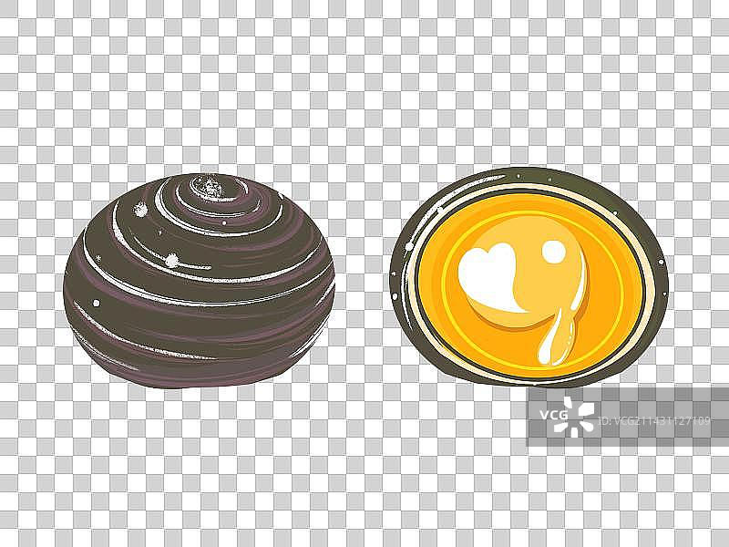 黑金酥蛋黄酥中式糕点扁平风插画图片素材