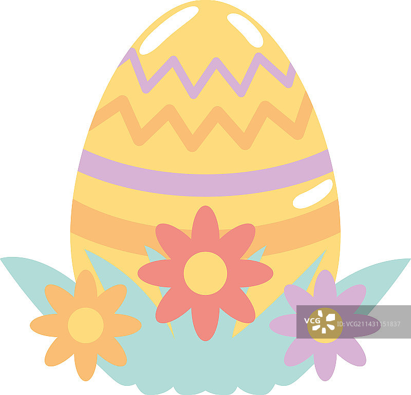 复活节彩蛋和鲜花图片素材
