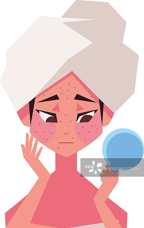 女人查看油性皮肤图片素材