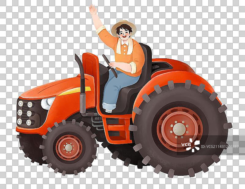 劳动节插画元素春耕驾驶农机的农民图片素材