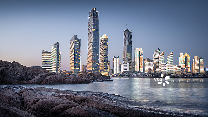 青岛第三海水浴场天际线图片素材