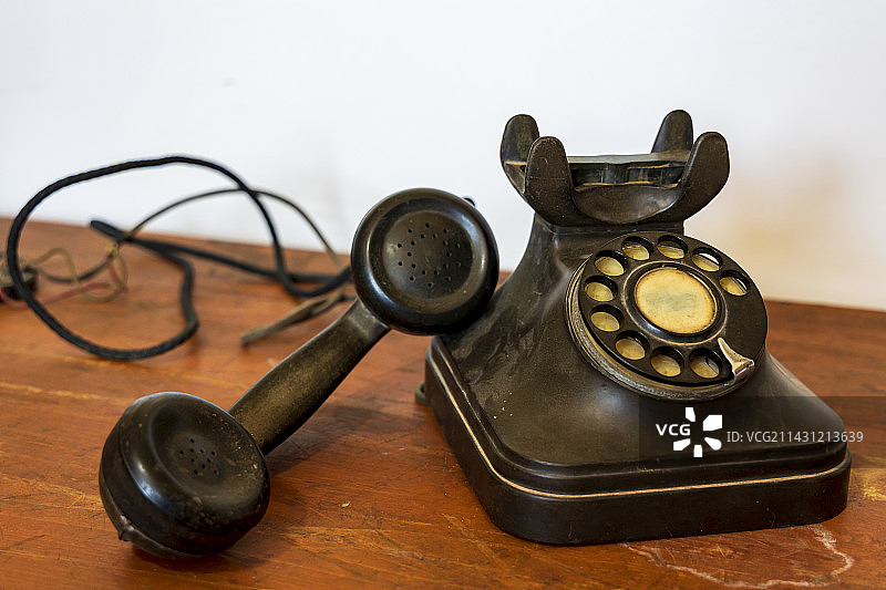 老式电话的特写镜头图片素材