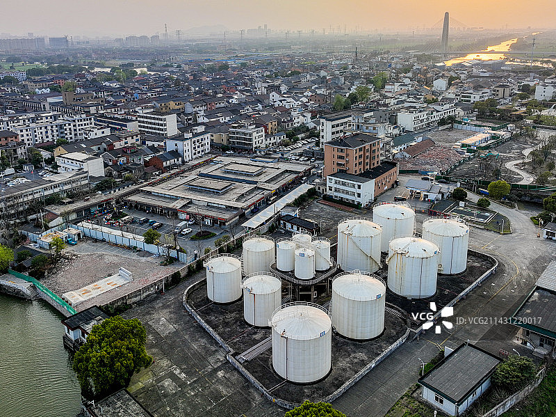 杭州运河街道航拍图片素材