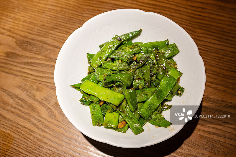 湘菜擂辣椒炒扁豆图片素材