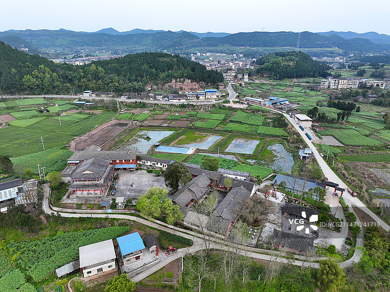 四川省南充市西充县双凤镇圭心寺航拍图片素材