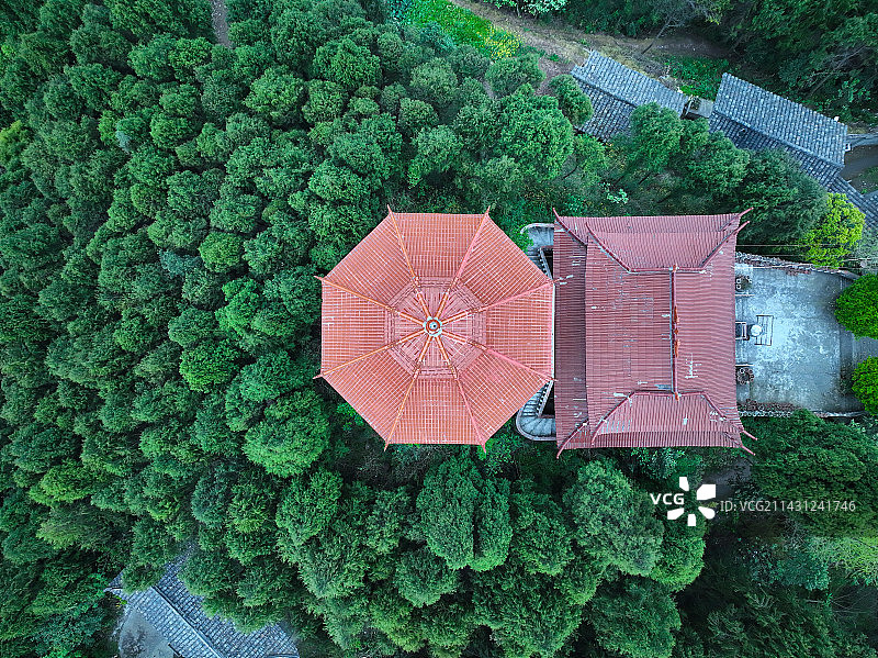 四川省南充市西充县金华山金华寺航拍图片素材