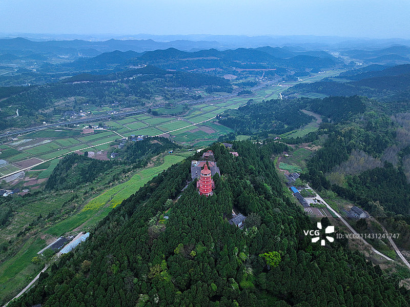 四川省南充市西充县金华山金华寺航拍图片素材