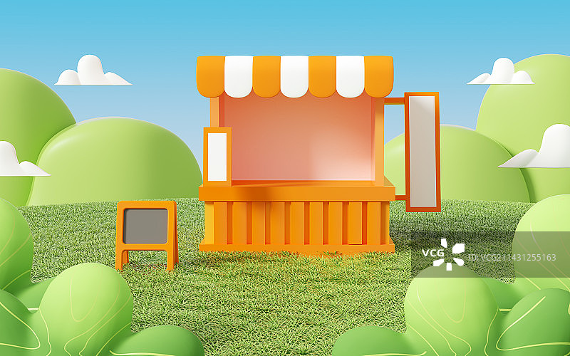 夏天户外购物3D场景图片素材