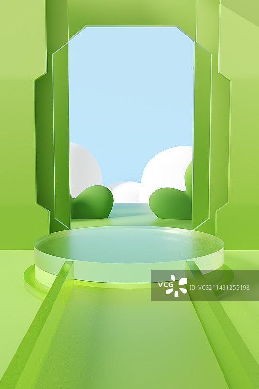 夏天户外电商展台3D场景图片素材