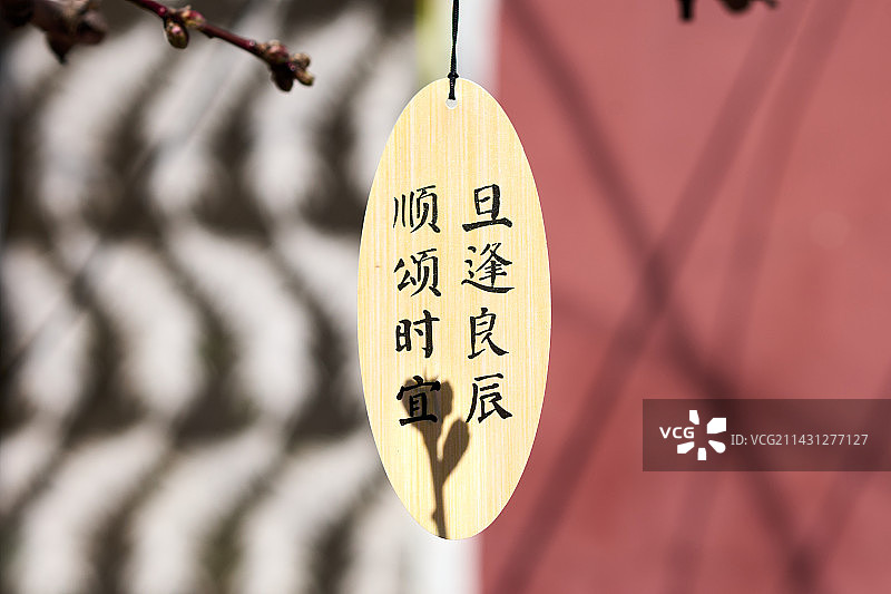 桃树上的挂件图片素材