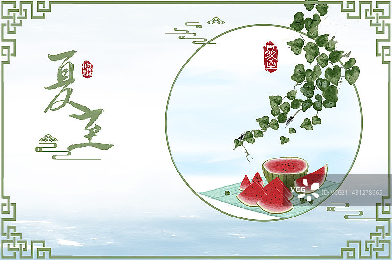 夏至,西瓜,二十四节气图片素材