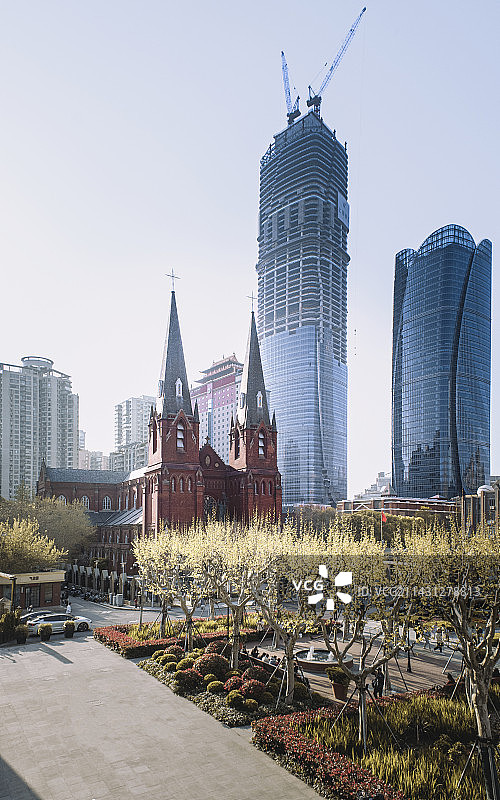 上海徐家汇天主堂教堂俯瞰图片素材