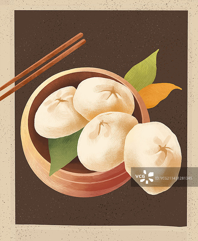 卡通包子手绘餐饮美食插画图片素材