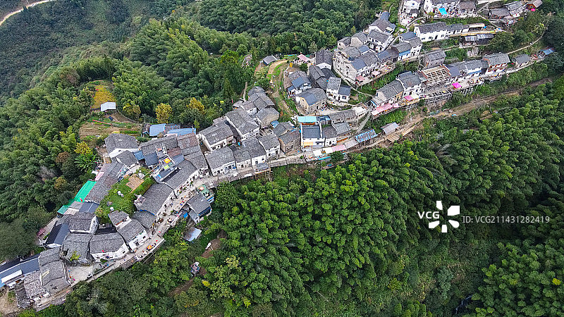 安徽木梨硔云上乡村航拍图片素材