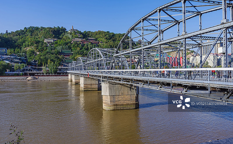 甘肃兰州黄河中山铁桥旅游景点图片素材