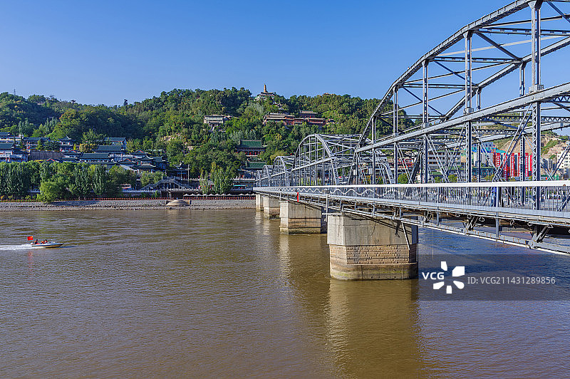 甘肃兰州黄河中山铁桥旅游景点图片素材