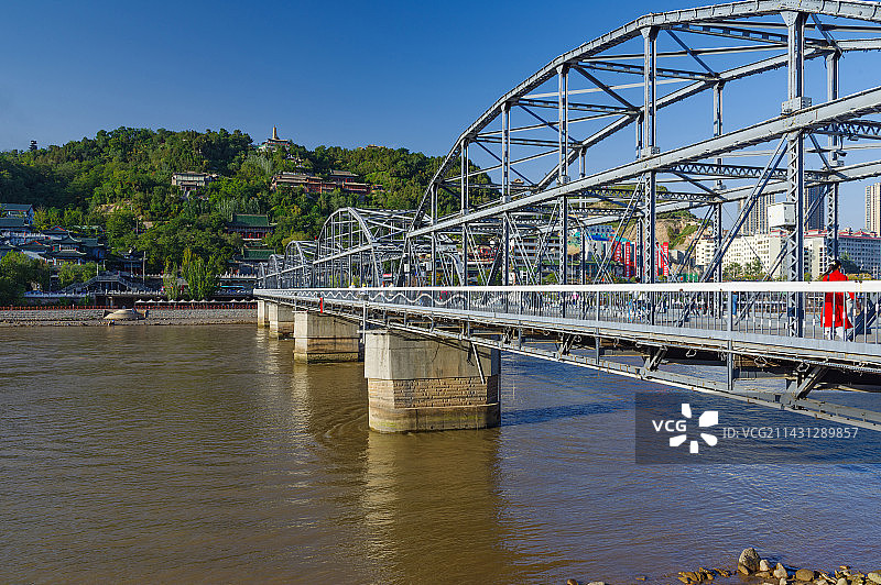 甘肃兰州黄河中山铁桥旅游景点图片素材