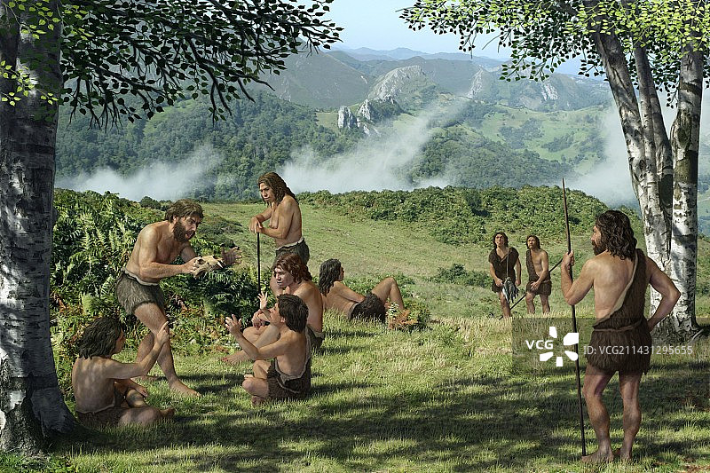 夏日里的尼安德特人（艺术作品）图片素材