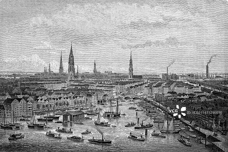 19世纪德国，汉堡的凯尔维德图片素材