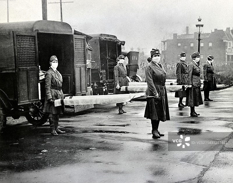 1918年的西班牙流感救护车图片素材