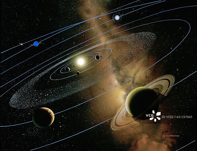 土星与太阳系图片素材