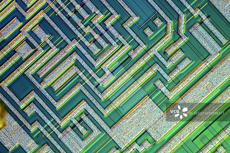 微处理器芯片的显微照片图片素材