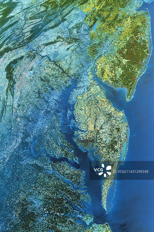 切萨皮克湾河口的红外卫星图像图片素材