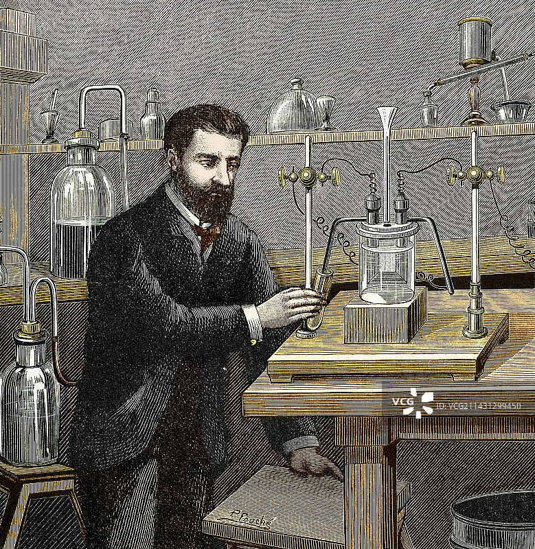 穆瓦桑分离氟，1886年图片素材