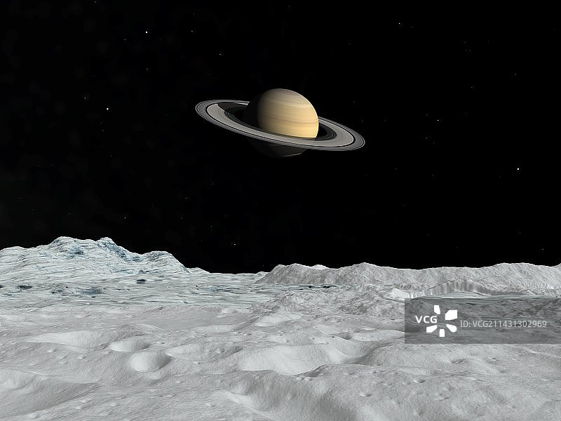 从伊阿珀托斯看到的土星（艺术作品）图片素材