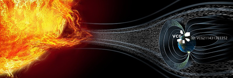 太阳耀斑和地球（艺术作品）图片素材