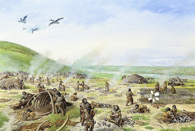 旧石器时代格拉维特文化插图图片素材