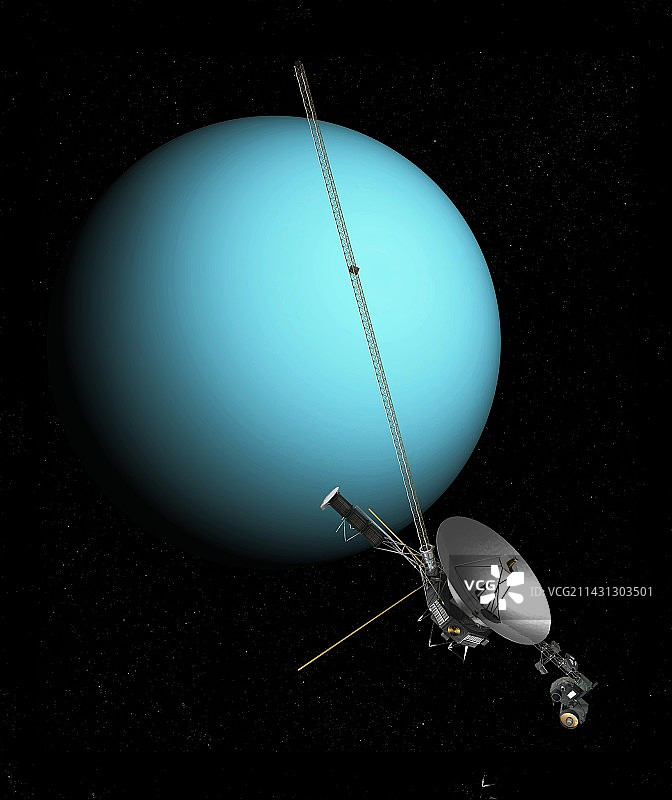 旅行者2号探测器与天王星图片素材