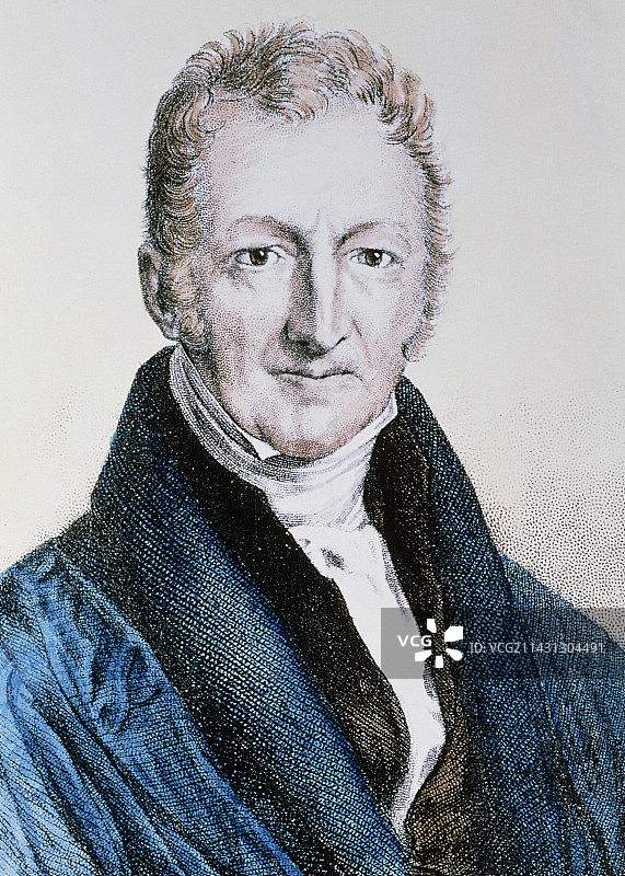 英国经济学家托马斯·马尔萨斯肖像图片素材