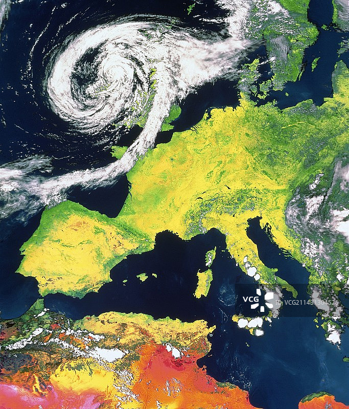 欧洲风暴卫星图像图片素材