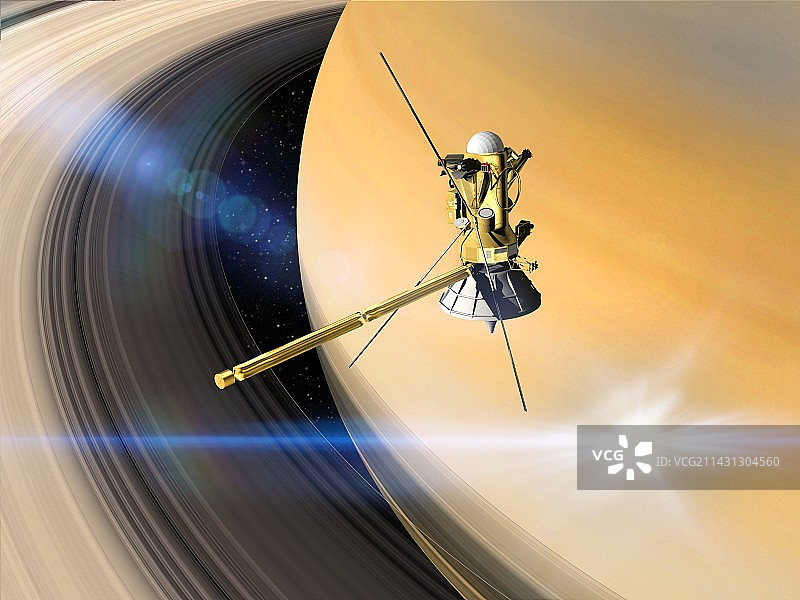 卡西尼号土星谢幕插画图片素材