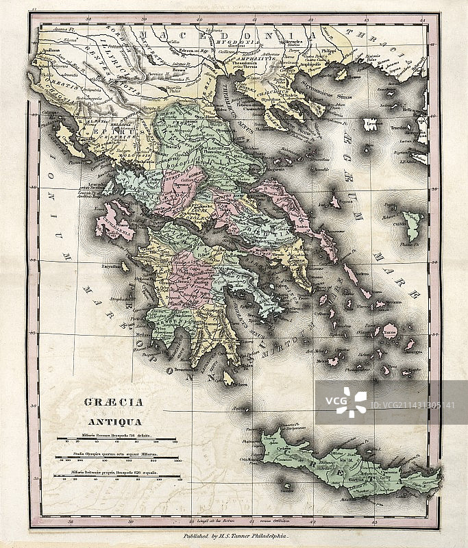 19世纪的古希腊地图图片素材