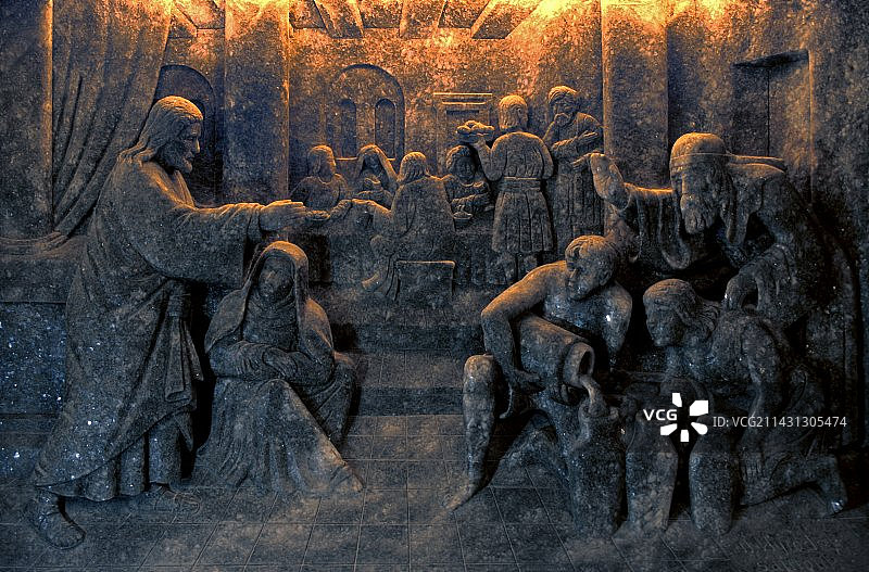 维利奇卡盐矿的圣经场景图片素材