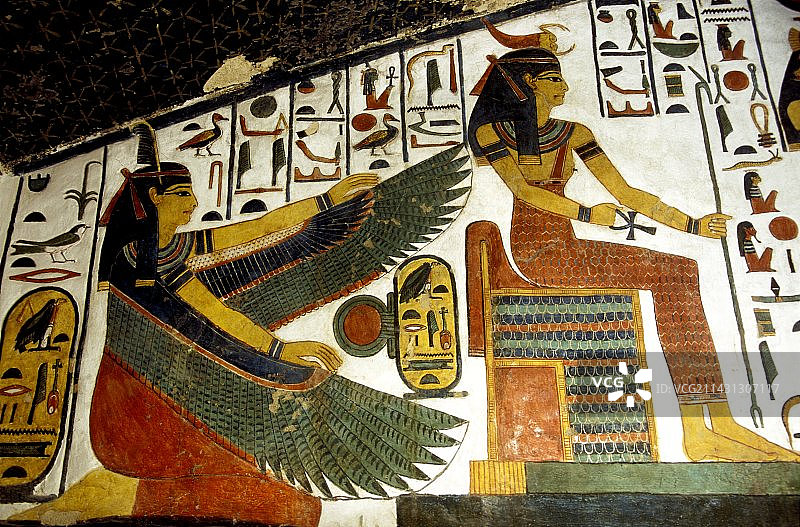 埃及女神玛特和塞尔凯特图片素材