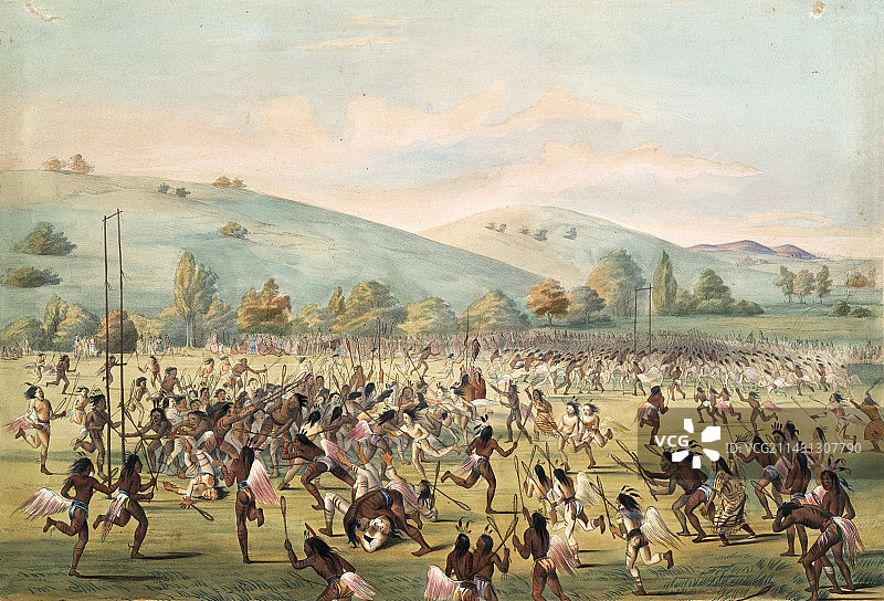 乔克托族球员的棍球比赛图片素材