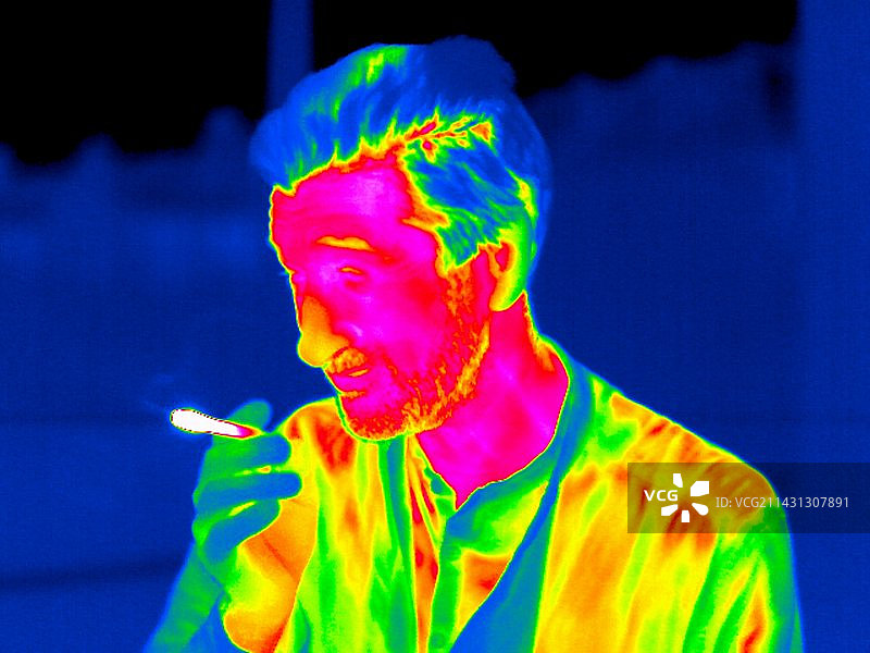 吸烟，热成像图图片素材