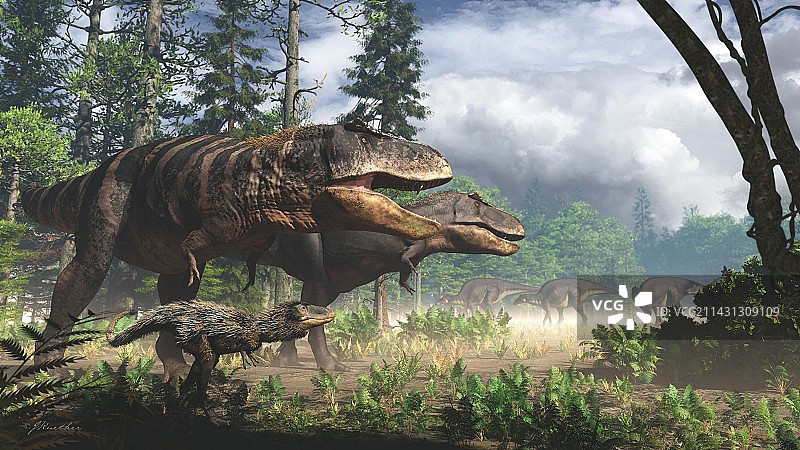 霸王龙家庭群组插画图片素材