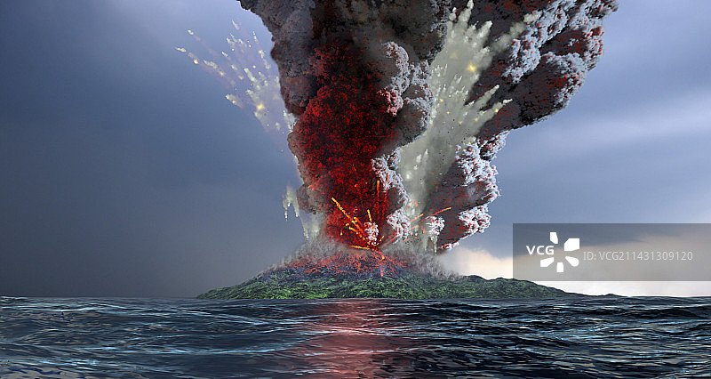 喀拉喀托火山爆发艺术作品图片素材