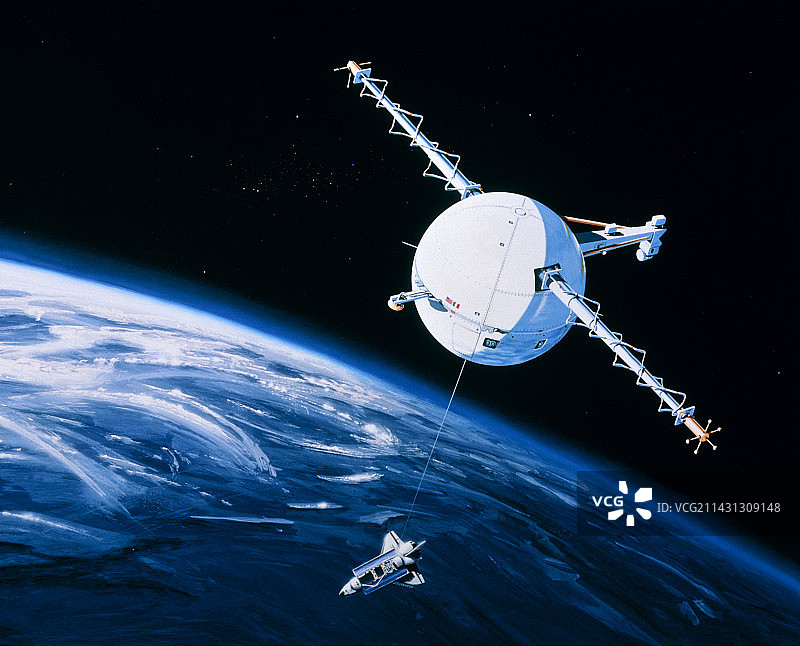 轨道上TSS-1的艺术家印象图片素材