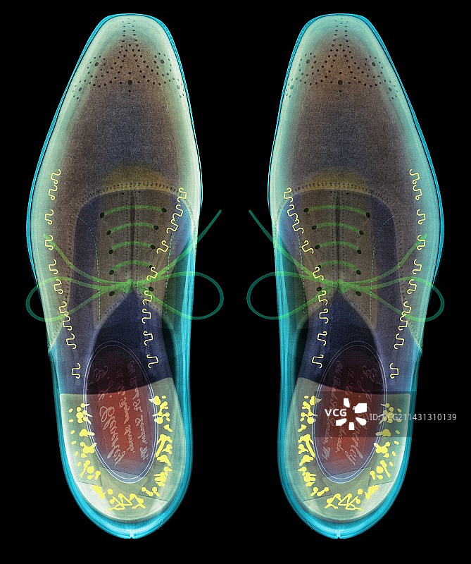 男士鞋子X光片图片素材