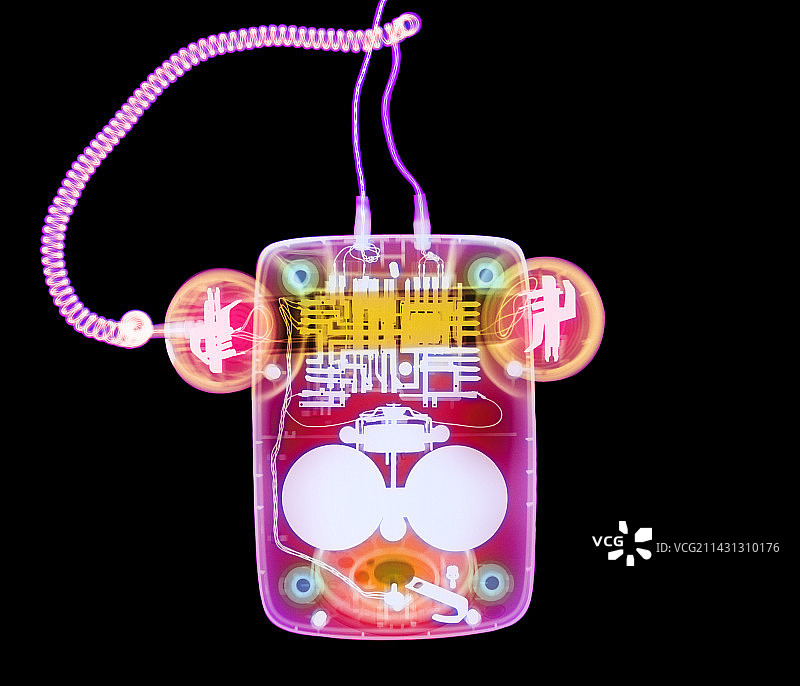 20世纪70年代电话的彩色X光片图片素材