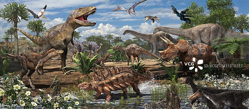 白垩纪恐龙插画图片素材